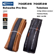 Schwalbe Pro One Tubeless Road Bike Tire Black Classic Color 700X25 700X28