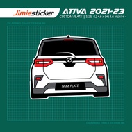 Sticker Kereta Perodua Ativa, Sticker Belakang, Custom Warna dan Nombor Plate.