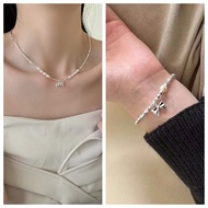 iDEAL✨สร้อยมุก Pearl Bows ของขวัญให้คนสำคัญ สร้อยคอเงินแท้ สร้อยคอมุก สร้อยเงิน สร้อยมุก สร้อยคอน่าร