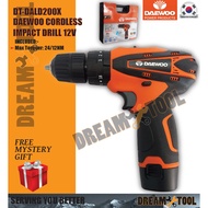 *DRILL BATERI / CORDLESS* Daewoo Cordless Impact Drill 12V (24/12NM)	DT-DALD200X*DRILL BATERI / CORD