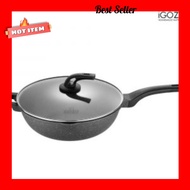 iGOZO EPSILON 32CM Non-Stick Premium Granite Stirfry Wok + Glass Lid