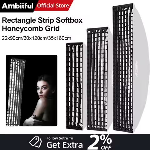 AMBITFUL Rectangle Strip Softbox Honeycomb Grid 22x90cm 30x120cm 35x160cm (Does not include softbox)