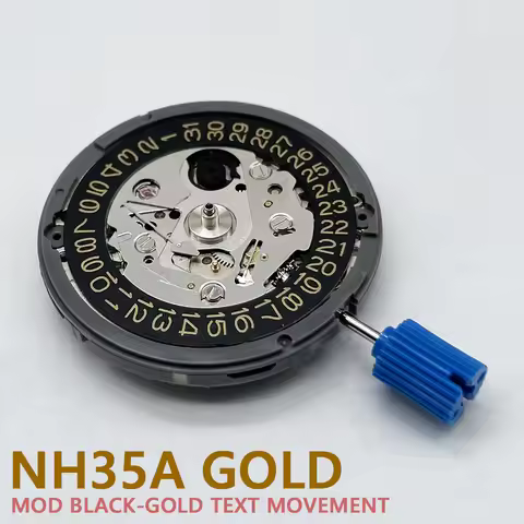Genuine NH35 Automatic Mechanical Movement Black-Gold Text Date-wheel NH35A 24 Jewels High Accuracy 