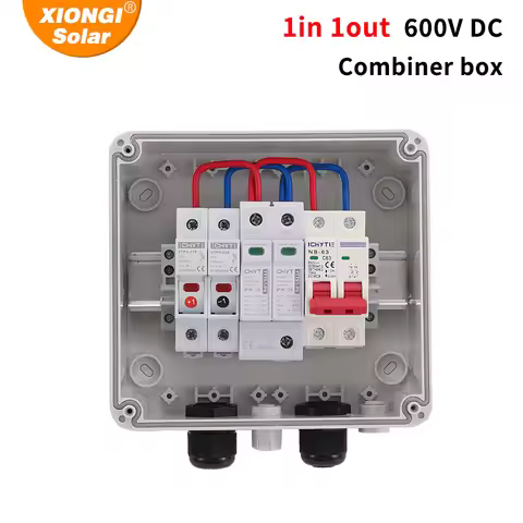 XIONGISolar Double PG Combiner Box PV With Lightning Protection 1 input 1 out DC 600V Fuse IP65 MCB