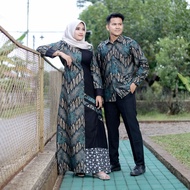 gamis batik kombinasi polos gamis batik wanita pekalongan - hijau all size