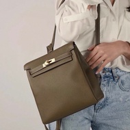 98新 D刻 愛馬仕/Hermes Kelly ado 威馬犬米色 金扣 evercolor皮