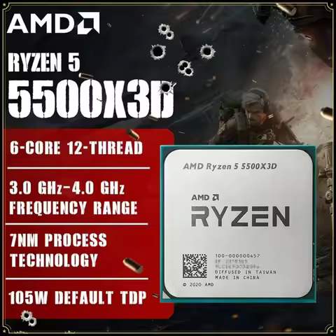AMD Ryzen 5 5500X3D 3GHz 6-Core 12-Thread Socket AM4 Gaming Processor DDR4 L3=96M 105W 7NM R5 5500X3