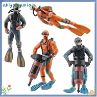 AKIYAMAMIO Simulated Diver Miniature, Blue Orange Seabed Exploration Diver Model, Cool PVC Doll Scen