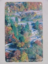 日本NTT電話卡,JR電車卡,JR地鐵卡:日光Nikko紅葉坂Iroha Saka伊呂波山道 ,已使用且內無餘額