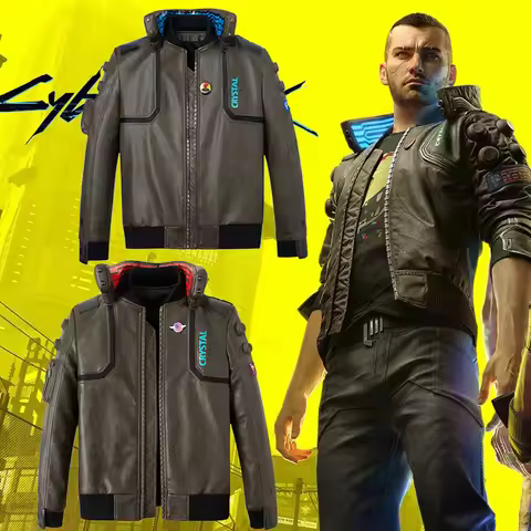Game Punk Style 2077 Samurai Main Character V Cosplay Costume For Man Faux Leather Game Jacket New