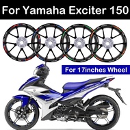 For 17 Inches Yamaha Exciter 150 MX King 150 Y15ZR Motorcycle Wheel Hub Sticker Reflective Rim Scooter Hub Strips Decals Accessories