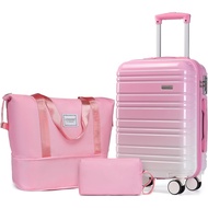 LARVENDER Luggage Sets 3 Piece, 20 Inch Carry on Luggage 22x14x9 Airline Approved Hardside PC+ABS Su