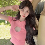 y2k Women's Clothing y2k Hot Girl 100% Cotton Short Sleeve T-Shirt Women 2023 Summer Pure Desire Sty