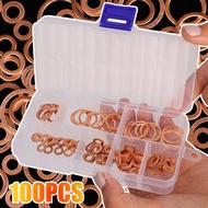 100Pcs Automotive Engine M4-M14 Screws Oil Drain Gaskets Set Replacement Car Engine Oil Pipe Leak Pr
