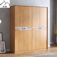 W-8&amp; Nordic Solid Wood Wardrobe Home Bedroom Simple Modern Log Locker Open Door Wooden Overall Wardrobe HRTJ