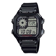 Casio wrist Watch CASIO World Time Digital AE-1200WH-1AV Casio BOX containing overseas model black black Men's