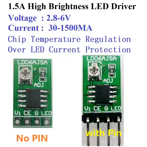 LD06AJSA DC 3-6V 0.03-1.5A Adjustable Led Driver Pwm Controller Constant Current Converter Module fo