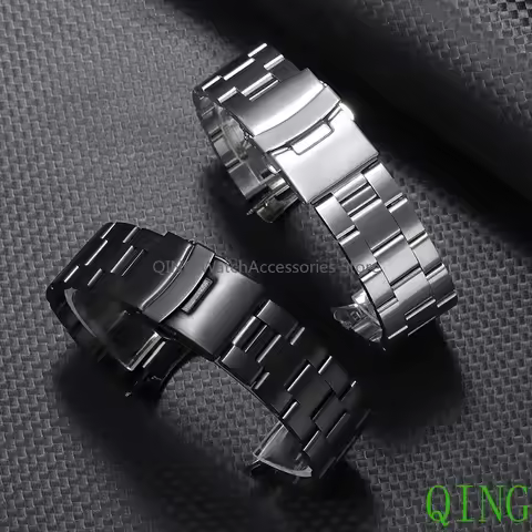 for Seiko 5 SKX007 SKX009 SKX013 Arc End Strap 316L Stainless Steel Watchband Folding Clasp Bracelet