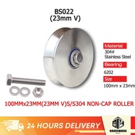 4" 100MM x 23MM V Stainless Steel Gate Roller Wheel Bearing Metal Auto Sliding Folding Autogate Roda