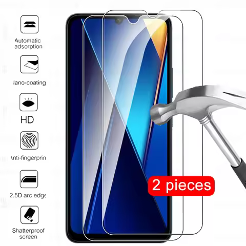 2 Pcs For Poco C65 Tempered Glass For Xiaomi Pocophone F6 X6 X5 X4 X3 NFC Little F5 F3 Global 4G X6P