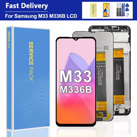 Tested M33 Display with Frame For Samsung M33 M336 M336B M336B/DS Touch Screen Digitizer Assembly Re