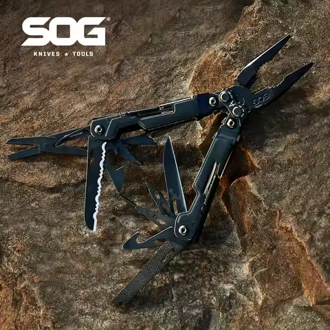 SOG 18 in 1 PowerPint Multitool Pliers Folding Knife EDC Portable Multifunctional Hand Tools for Cam