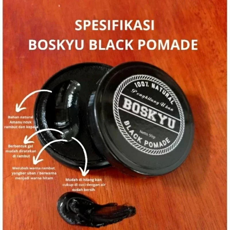 BLACK POMADE BOSKYU / SAMKING/INFONE MASZEH PENGHITAM RAMBUT PENUTUP UBAN