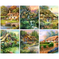 RUOPOTY Paint by Number Frame 60x75cm/50x65cm/40x50cm Landscape House Hand-Painted Living Room Gift