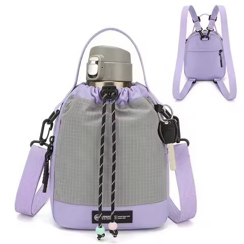 Pomelo Best Multi-use Grid Drawstring Crossbody Mini Backpack Portable Sling Bag For Daily Travel