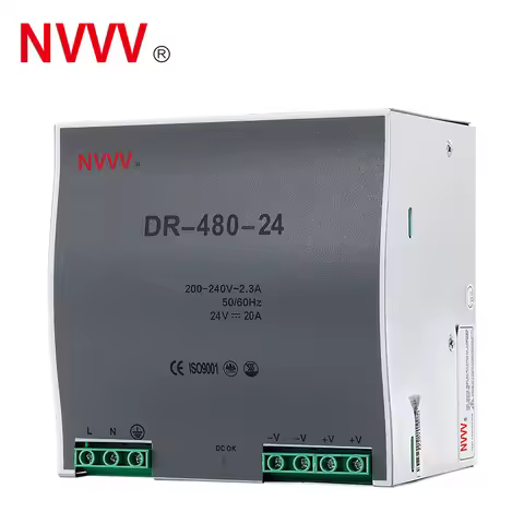 NVVV DR-480W Din Rail Power Supply 480W 24V Power Supply 48V 120W 220V AC To DC 24V 48V Voltage Stab