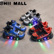 HII MALL รองเท้าเด็กชาย รองเท้าผ้าใบเด็ก รองเท้าเด็กผญ รองเท้านักเรียนสีดำ รองเท้าวิ่งเด็ก รองเท้ามีไฟ รองเท้าสไปเดอร์แมน 2022ใหม่ 040702