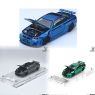 1: 64 Nissan Nissan Gtr34R34 Full Carbon Black Painting Simulation Alloy Car Model God of War q