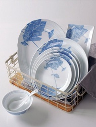 高端日式花影陶瓷餐具套裝 釉下彩菜盤飯碗西餐盤禮盒裝