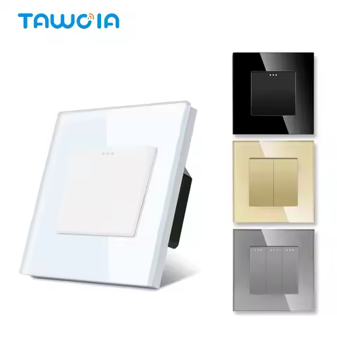 TAWOIA Push Button Switch EU Standard 1/2/3 Gang 1 Way Home Lamp Switch 4 Colors With Crystal Glass 