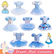 Cartoon White Blue Dress For Kids Girl Frozen Elsa Princess Cinderella Alice Halloween Christmas Girls Cosplay Costume Set