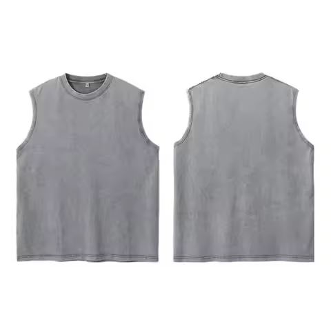 Hip Pop Vintage Acid Wash Cotton Tank Tops for Men Women Gym Workout Bodybuilding Sports Vest Casual