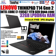 Lenovo ThinkPad T14 Gen 2 Intel Core i7-1185G7-11Th Gen 32GB RAM 1TB SSD 14" FHD IPS Laptop INTEL Ir