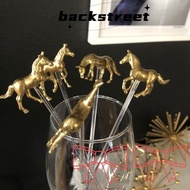 BACKSTREET Drink Stirrers, Horse Shape Water Cup Accessories Horse Straw Decoration,  Drink Tool Metal Horse Stirrer Metal Horse Straw