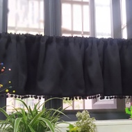 Kitchen Curtains Rod Pocket Cafe Curtains Black Tier Curtains for Bathroom Half Window Curtain Light Filtering Drapes