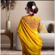 ELEGANT YELLOW SATIN SAREE