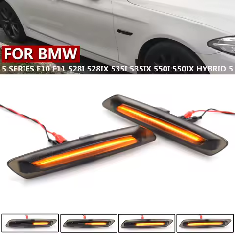 2X LED Sequential Fender Indicator Side Marker Turn Signal Light For BMW 5 Series F10 F11 528i 528iX