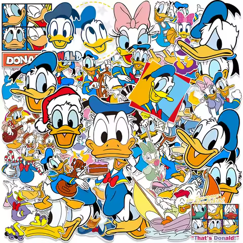 New 50Pcs Donald Duck Stickers Laptop Skateboard Mobile Phone Guitar Water Cup Motorcycle Cute Stick