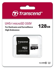 Transcend 創見 USD350V 128GB High Endurance microSDXC UHS-I U1高耐用記憶卡,附轉卡 (TS128GUSD350V)