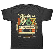 Produced In 1987 Vintage Cassette Tape T-Shirt 37th Generation Cotton Graphic Pattern Streetwear Sho