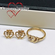 LOVEVER AUTHENTIC US 10K GOLD HANDMADE JEWELRY SET (RING AND EARRINGS SET )