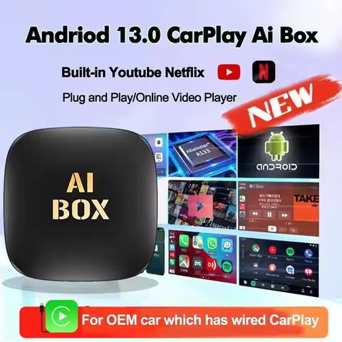 Android13 Car Video CarPlay AiBox Wired to Wireless CarPlay Android Auto 2+16/32GB Tv Box Car Intell