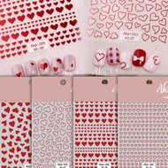 Aha 3D Nails Sticker | Heart Coated With Red Mirror 2024 Sparkling | Nail Stickers