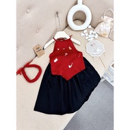 Set yếm đào CS391 kèm váy đụp và mấn cho bé gái