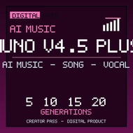 Suno V4.5 Plus AI Music Generator Song Vocal Pass Digital | 5-20 Generations