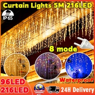 【Ready Stock】LED Curtain Lights 5M 216LED Waterproof Fairy String light Garland Outdoor Wedding Part
